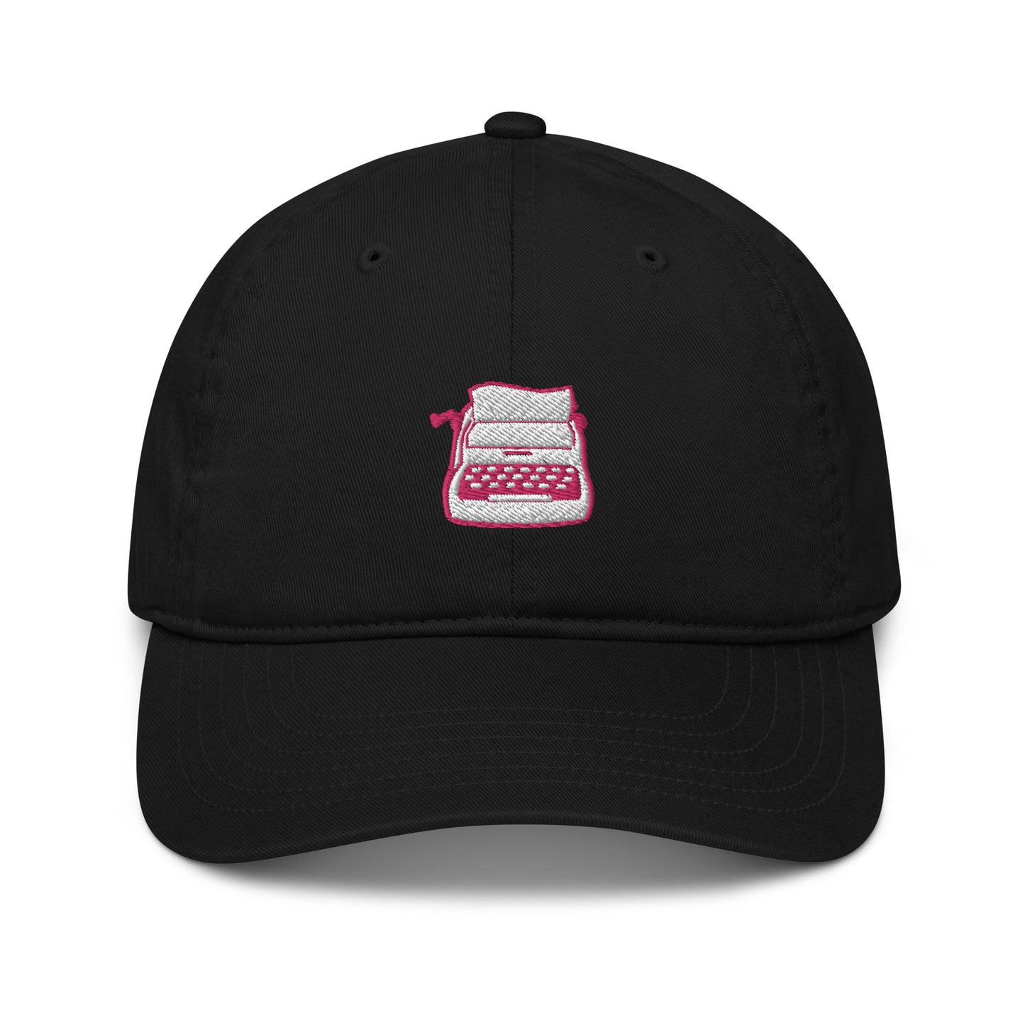 Organic Cotton Hat - White & Flamingo Typewriter