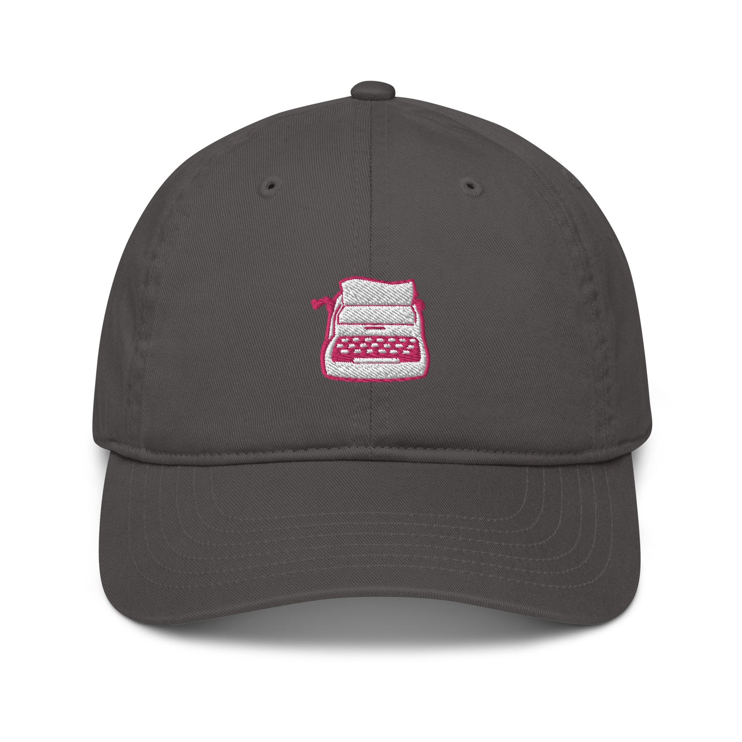Organic Cotton Hat - White & Flamingo Typewriter