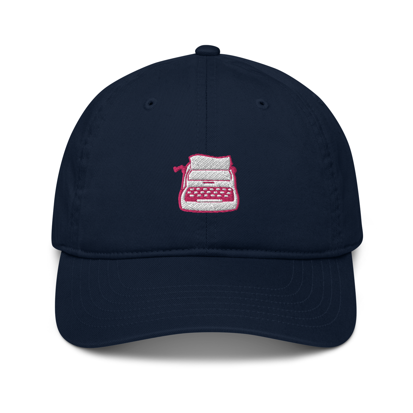 Organic Cotton Hat - White & Flamingo Typewriter