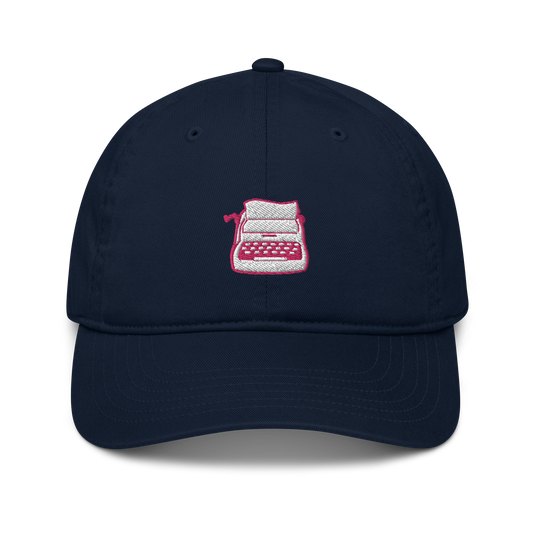 Organic Cotton Hat - White & Flamingo Typewriter