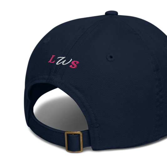 Organic Cotton Hat - White & Flamingo Typewriter