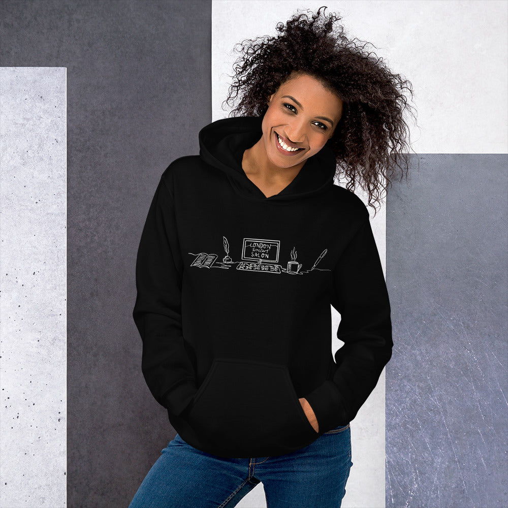 London Writers' Salon Unisex Hoodie - White Logo