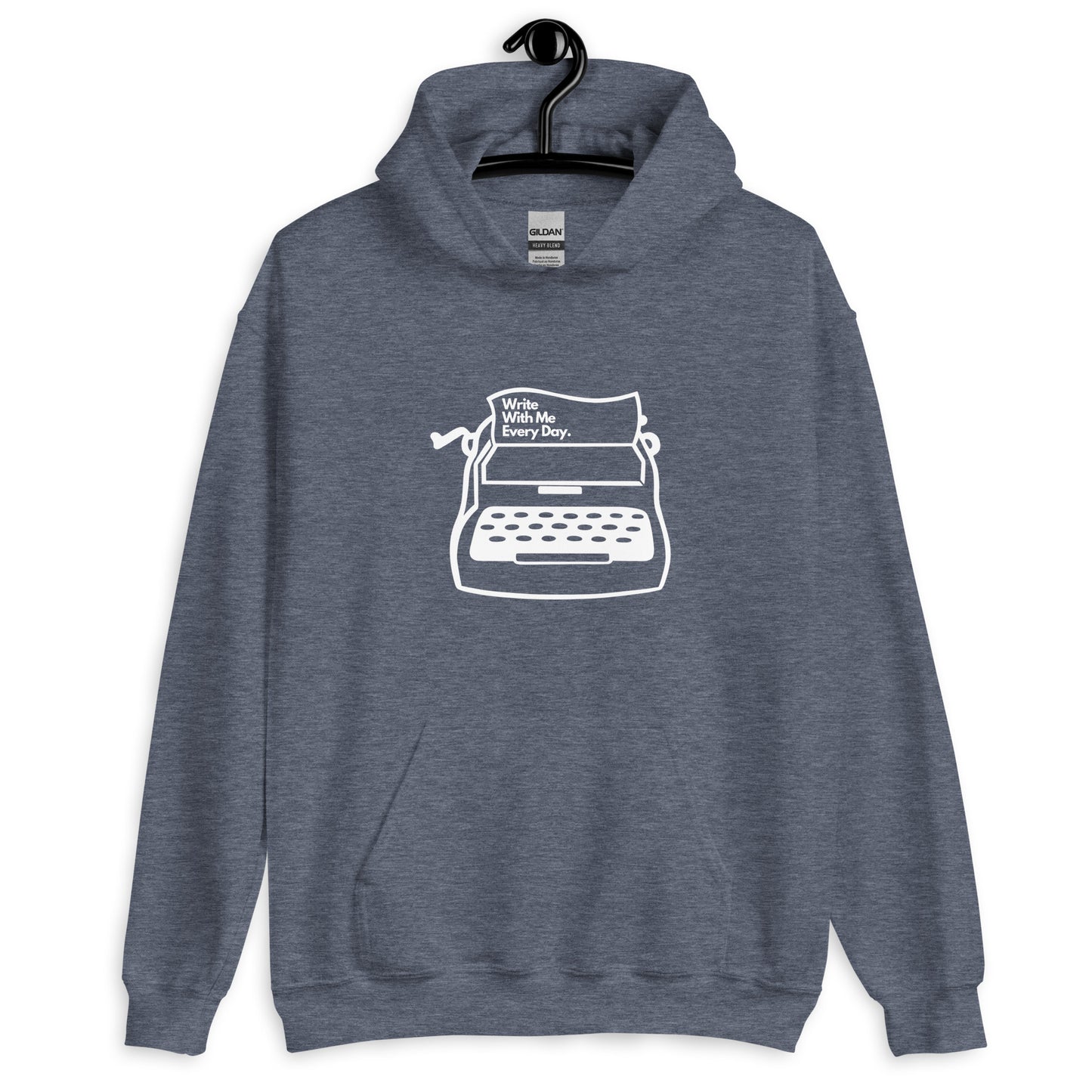 'Write With Me Every Day' Unisex Hoodie - White Typewriter