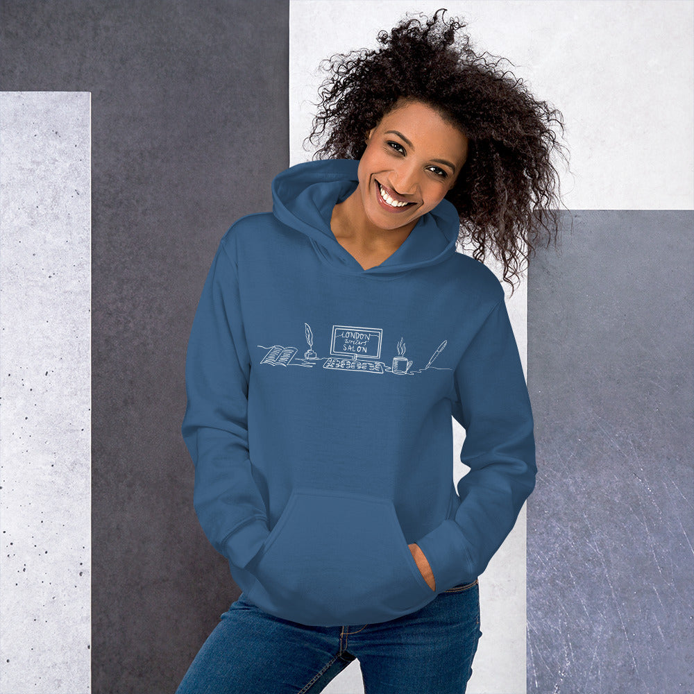 London Writers' Salon Unisex Hoodie - White Logo