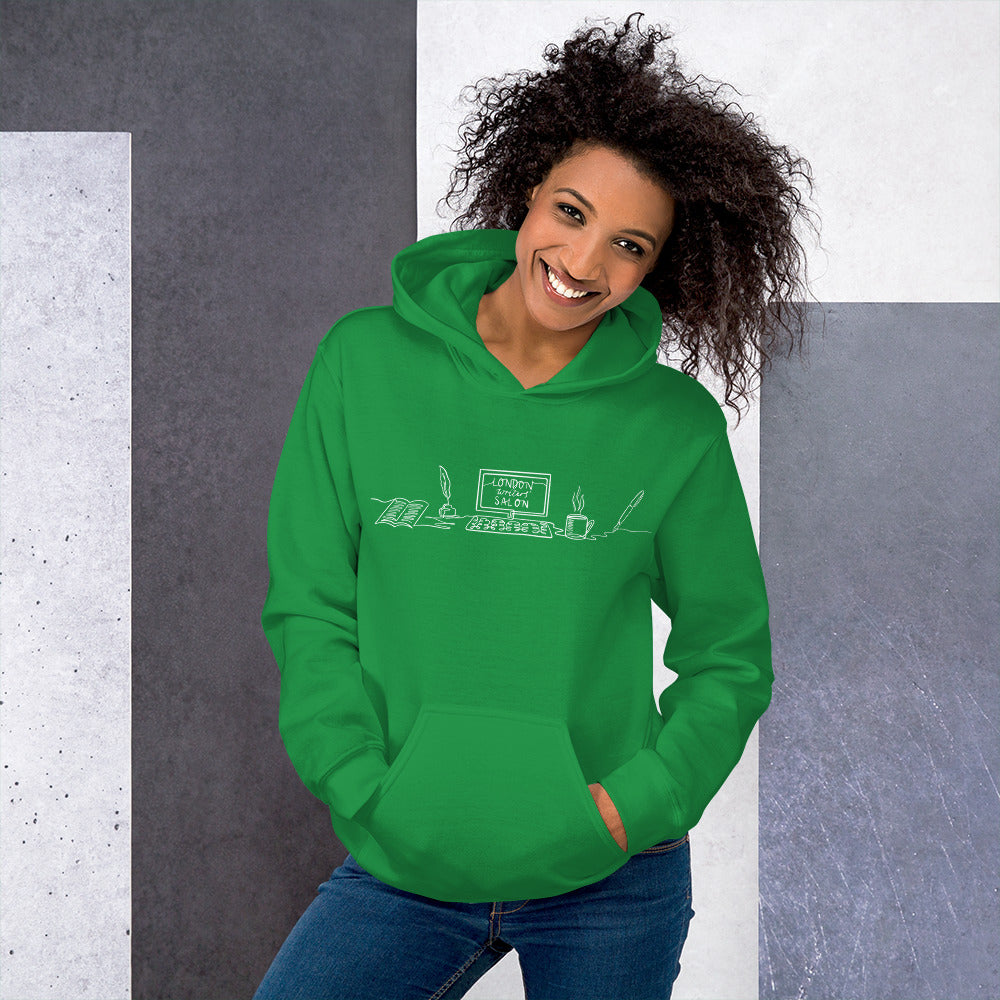 London Writers' Salon Unisex Hoodie - White Logo