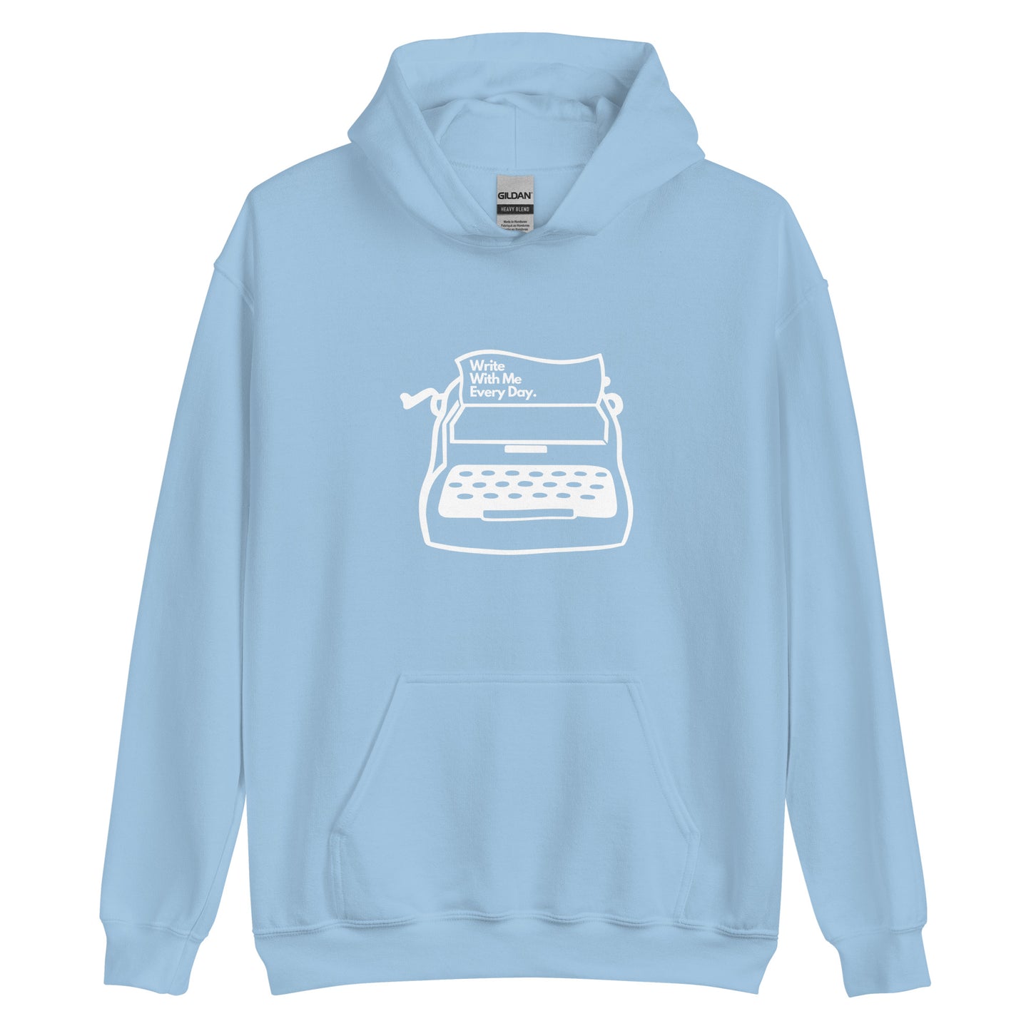 'Write With Me Every Day' Unisex Hoodie - White Typewriter