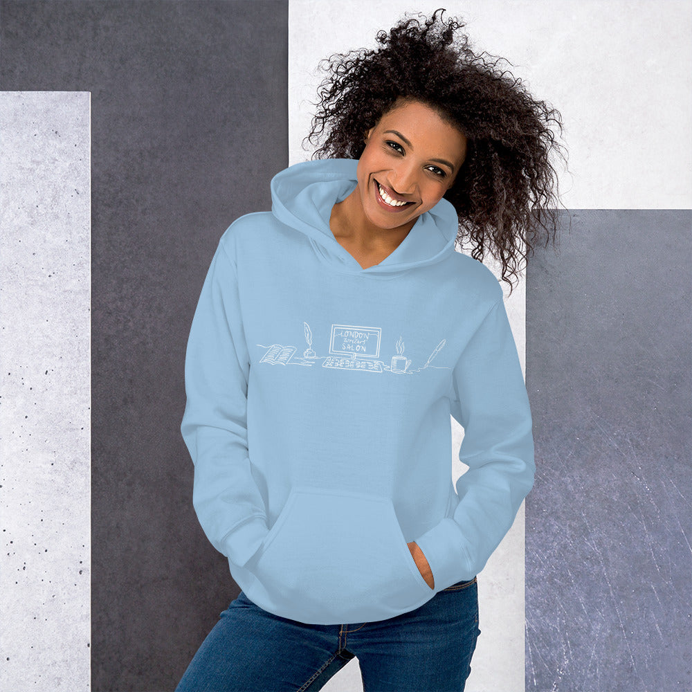 London Writers' Salon Unisex Hoodie - White Logo