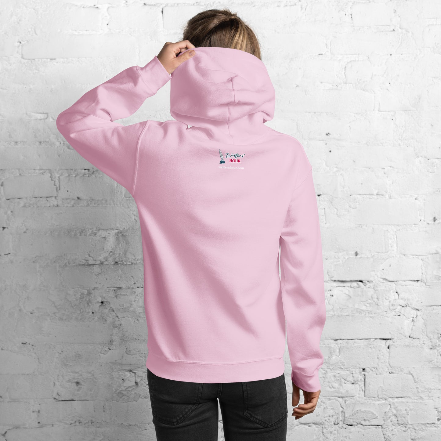 'Write With Me Every Day' Unisex Hoodie - Blue Typewriter