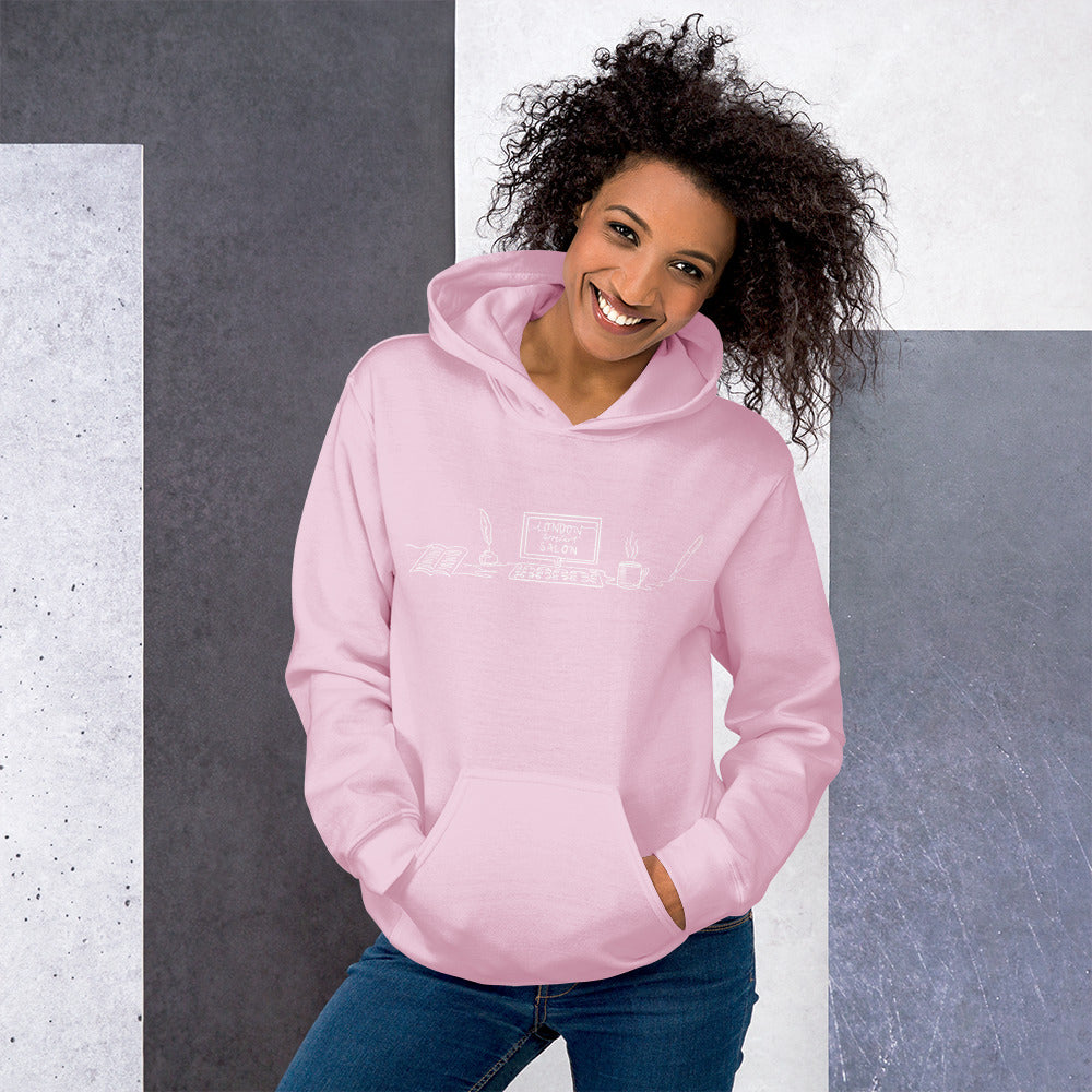 London Writers' Salon Unisex Hoodie - White Logo