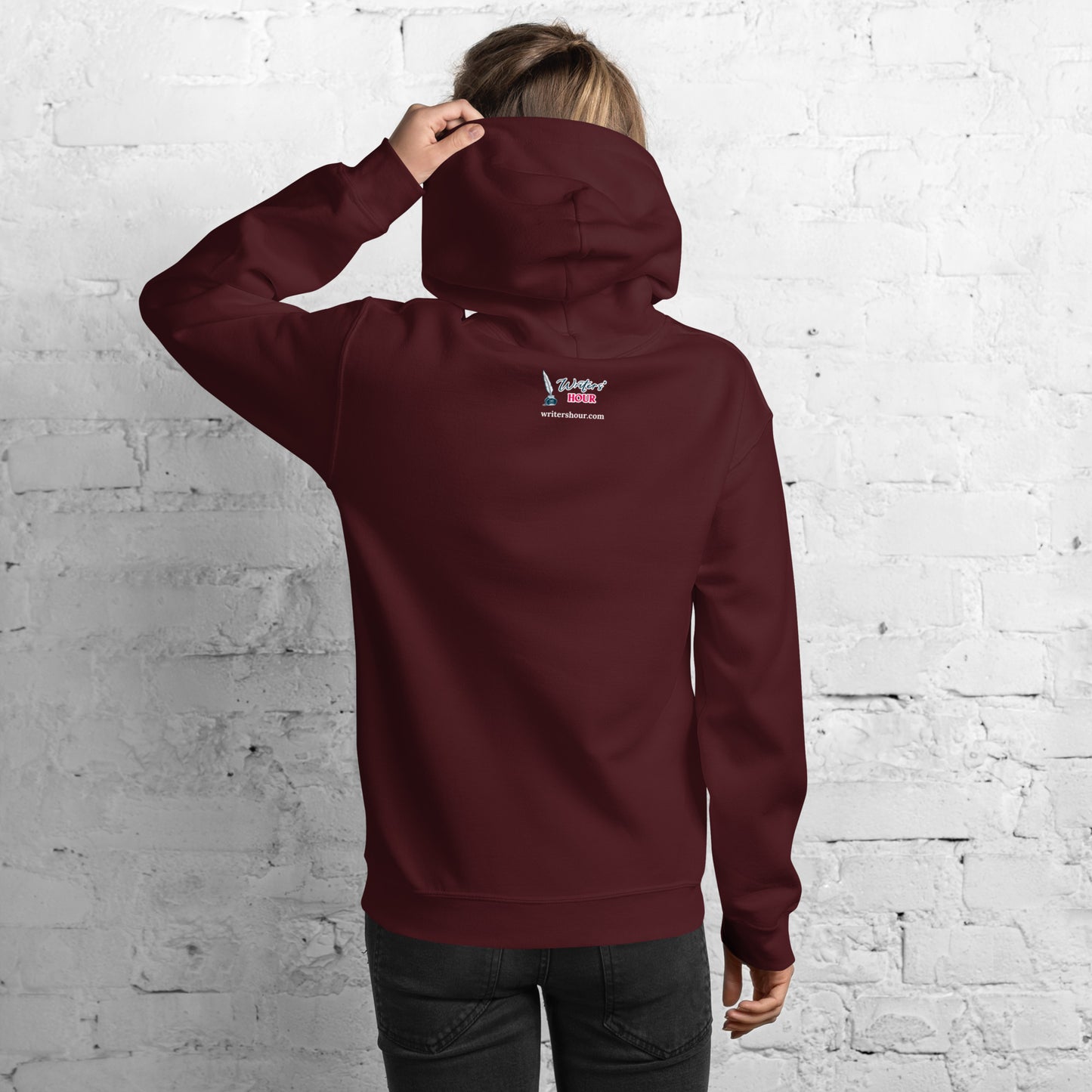 'Write With Me Every Day' Unisex Hoodie - White Typewriter