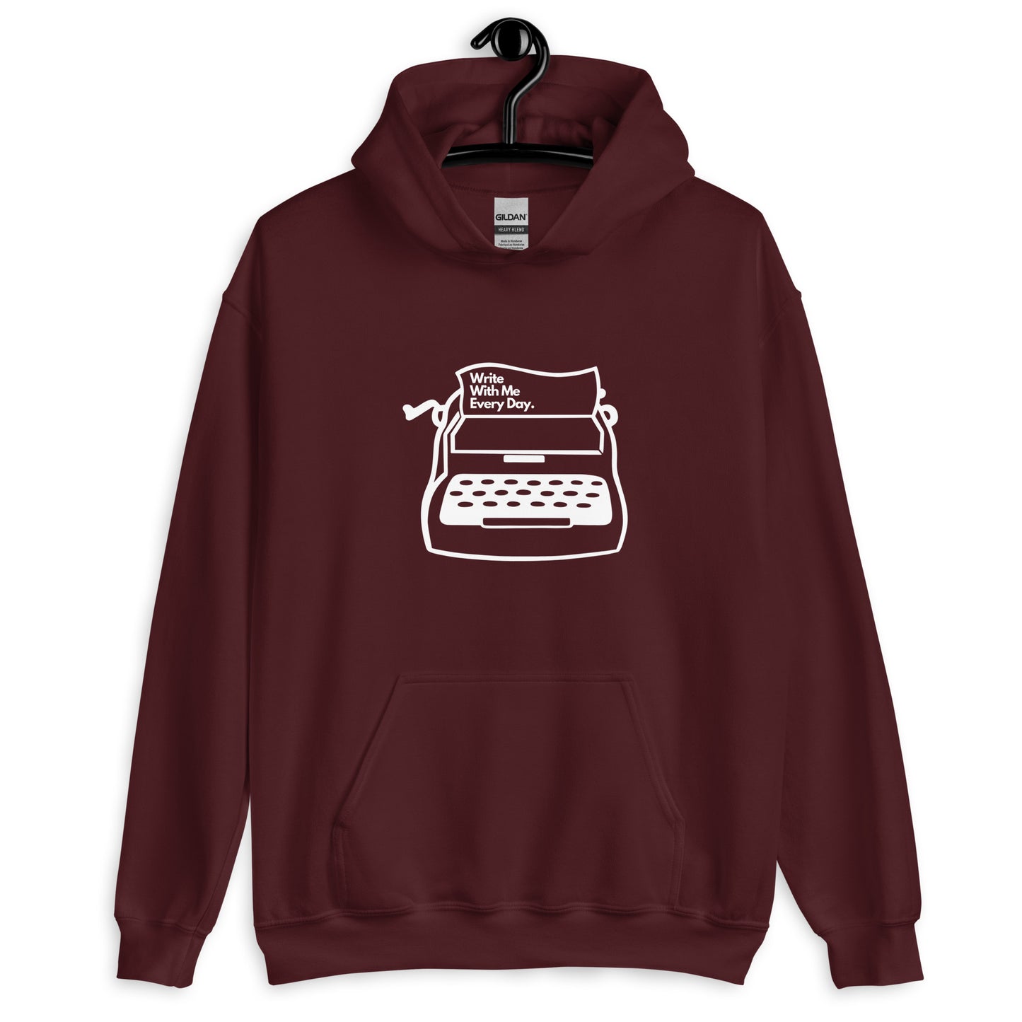 'Write With Me Every Day' Unisex Hoodie - White Typewriter
