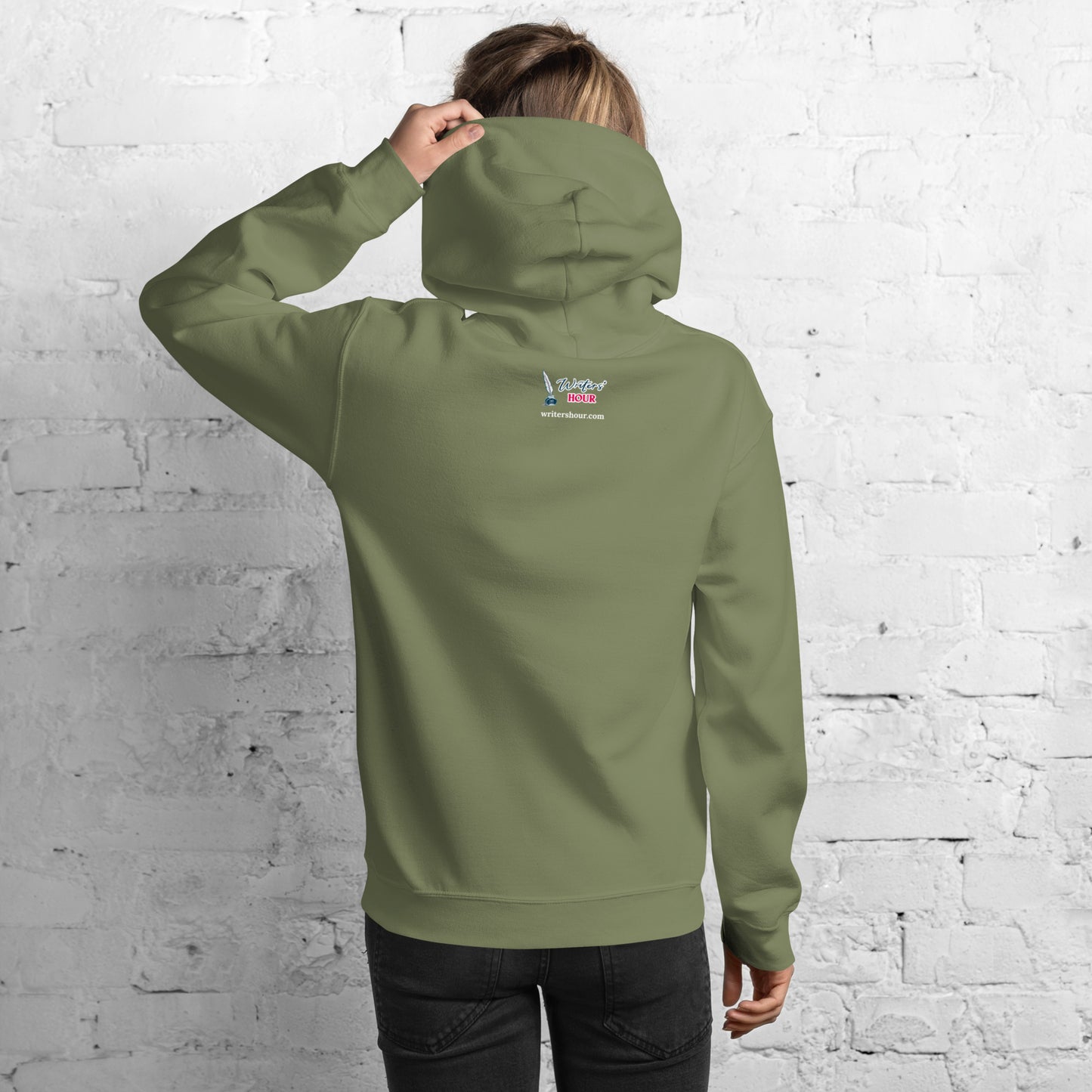 'Write With Me Every Day' Unisex Hoodie - Blue Typewriter