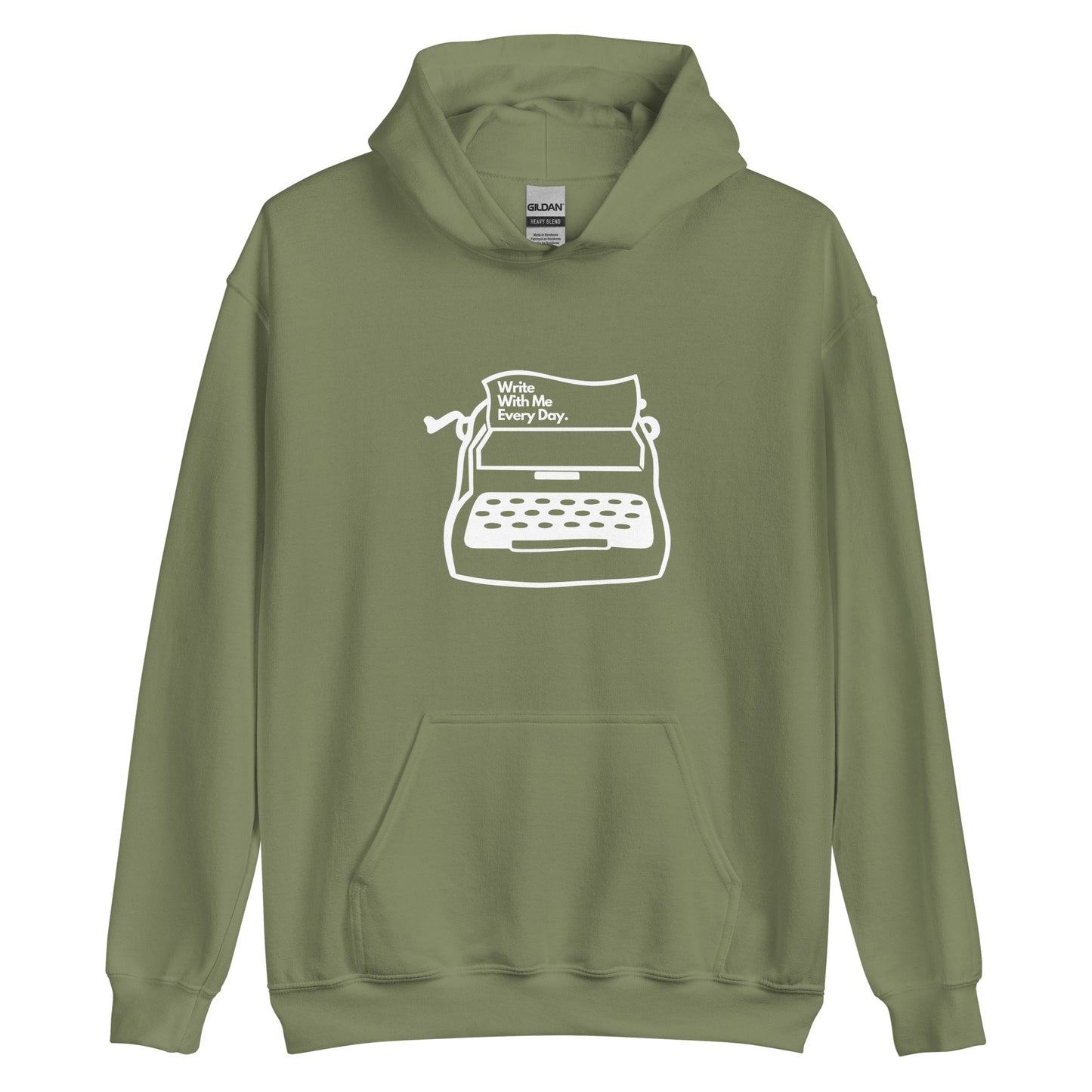 'Write With Me Every Day' Unisex Hoodie - White Typewriter