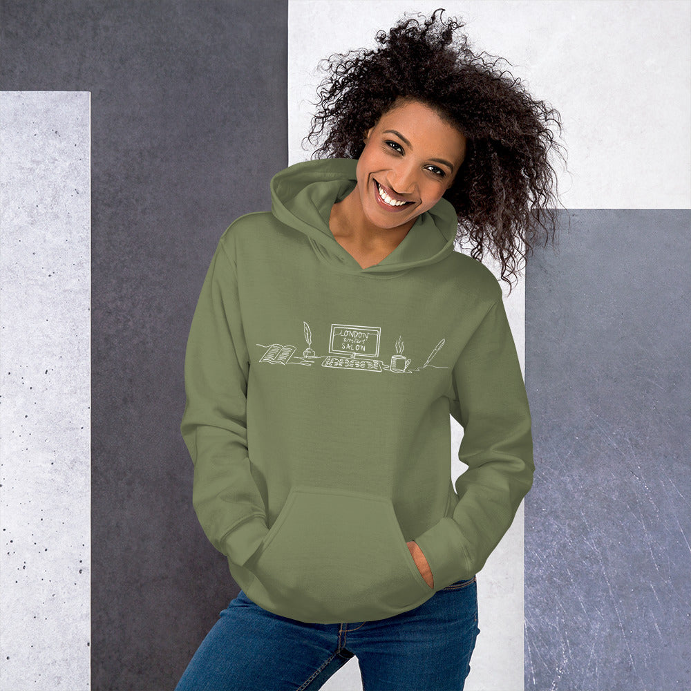 London Writers' Salon Unisex Hoodie - White Logo