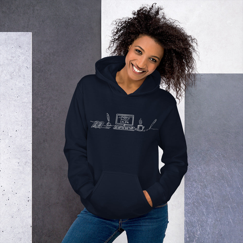 London Writers' Salon Unisex Hoodie - White Logo