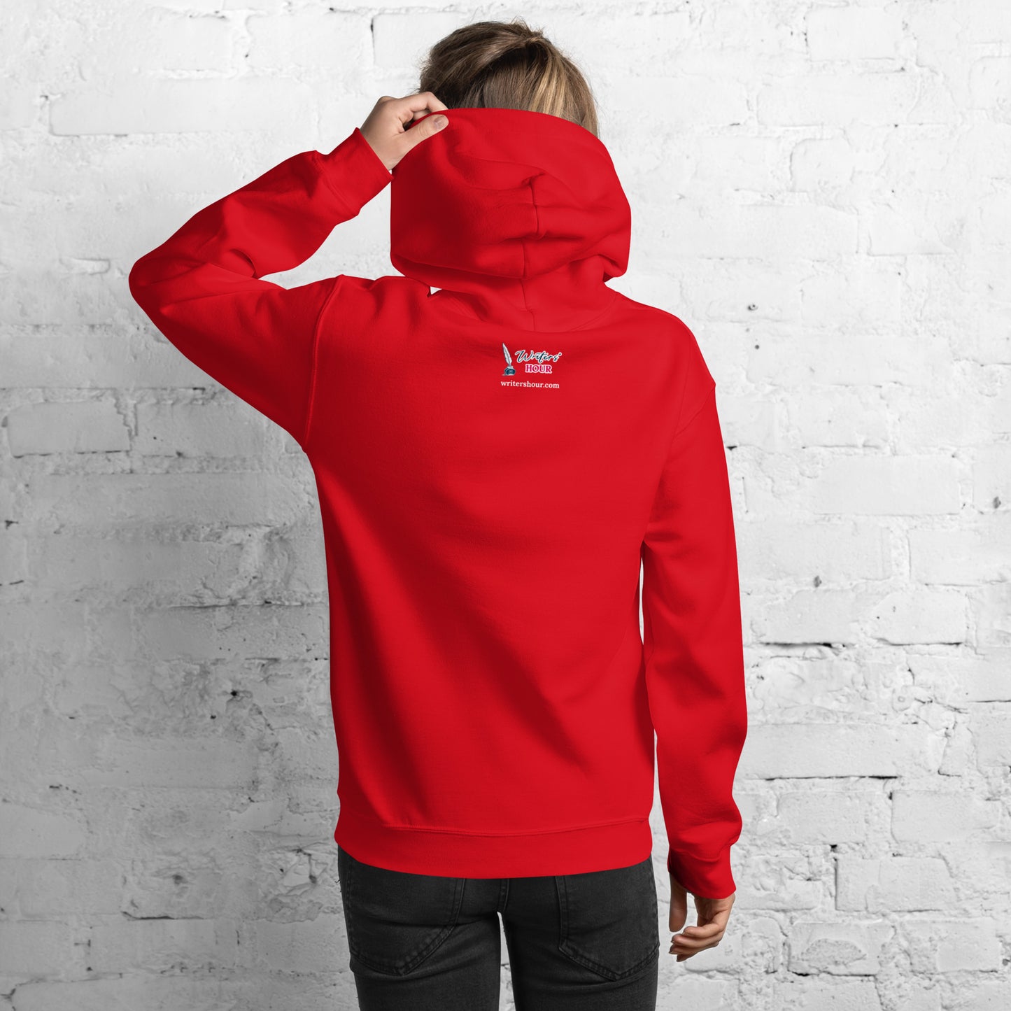 'Write With Me Every Day' Unisex Hoodie - Blue Typewriter