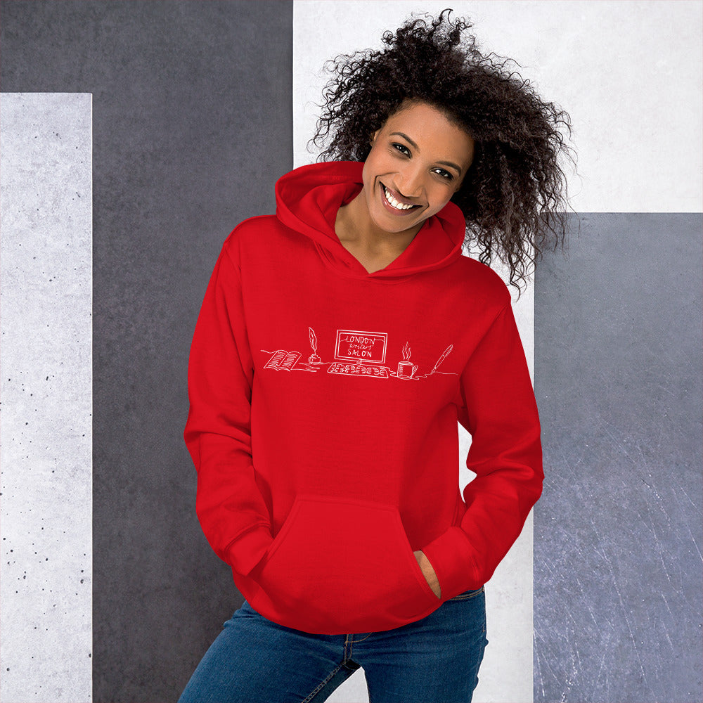 London Writers' Salon Unisex Hoodie - White Logo