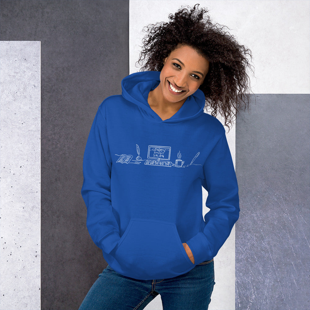 London Writers' Salon Unisex Hoodie - White Logo