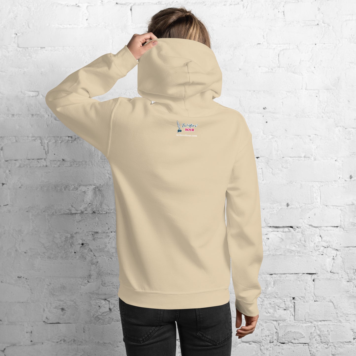 'Write With Me Every Day' Unisex Hoodie - Blue Typewriter