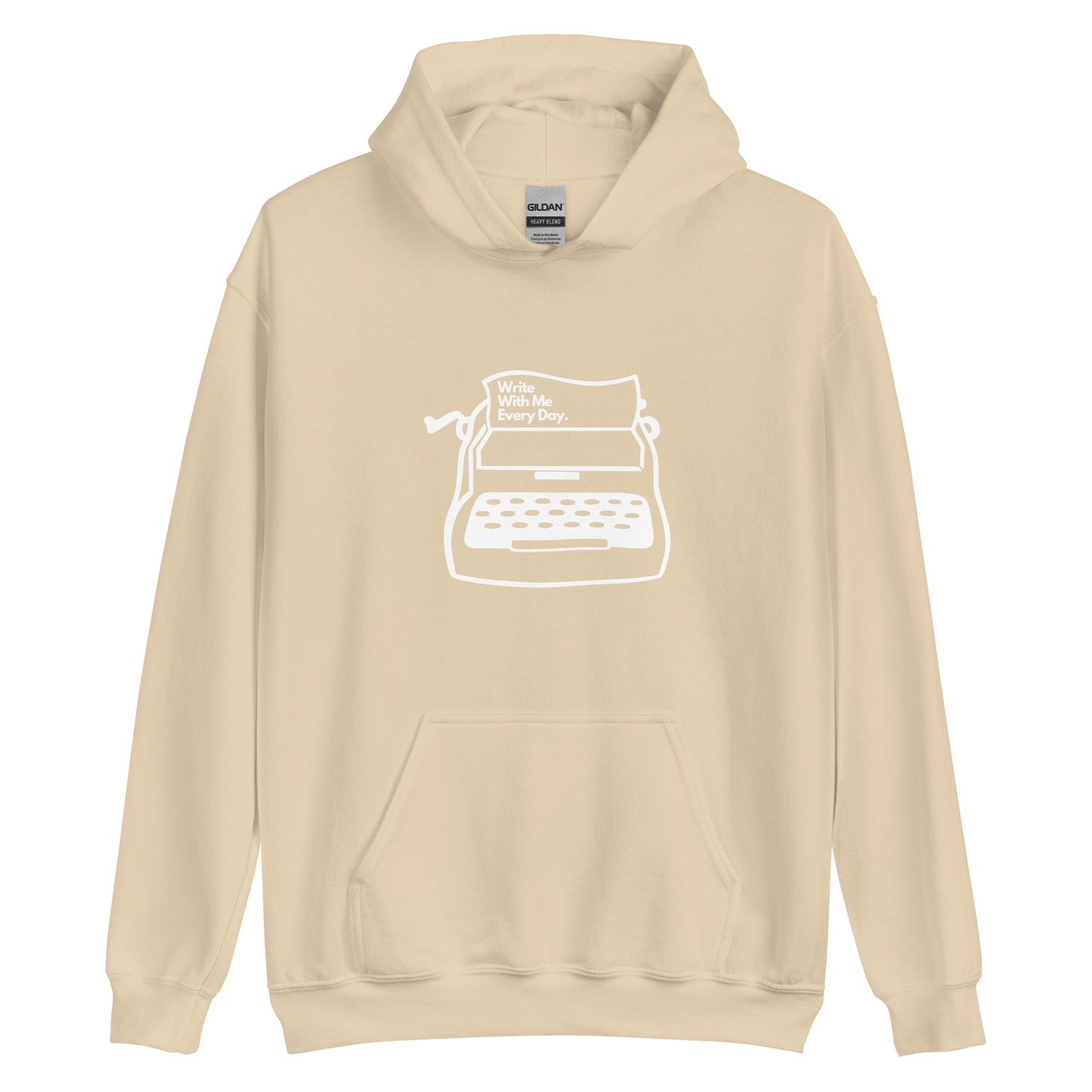 'Write With Me Every Day' Unisex Hoodie - White Typewriter