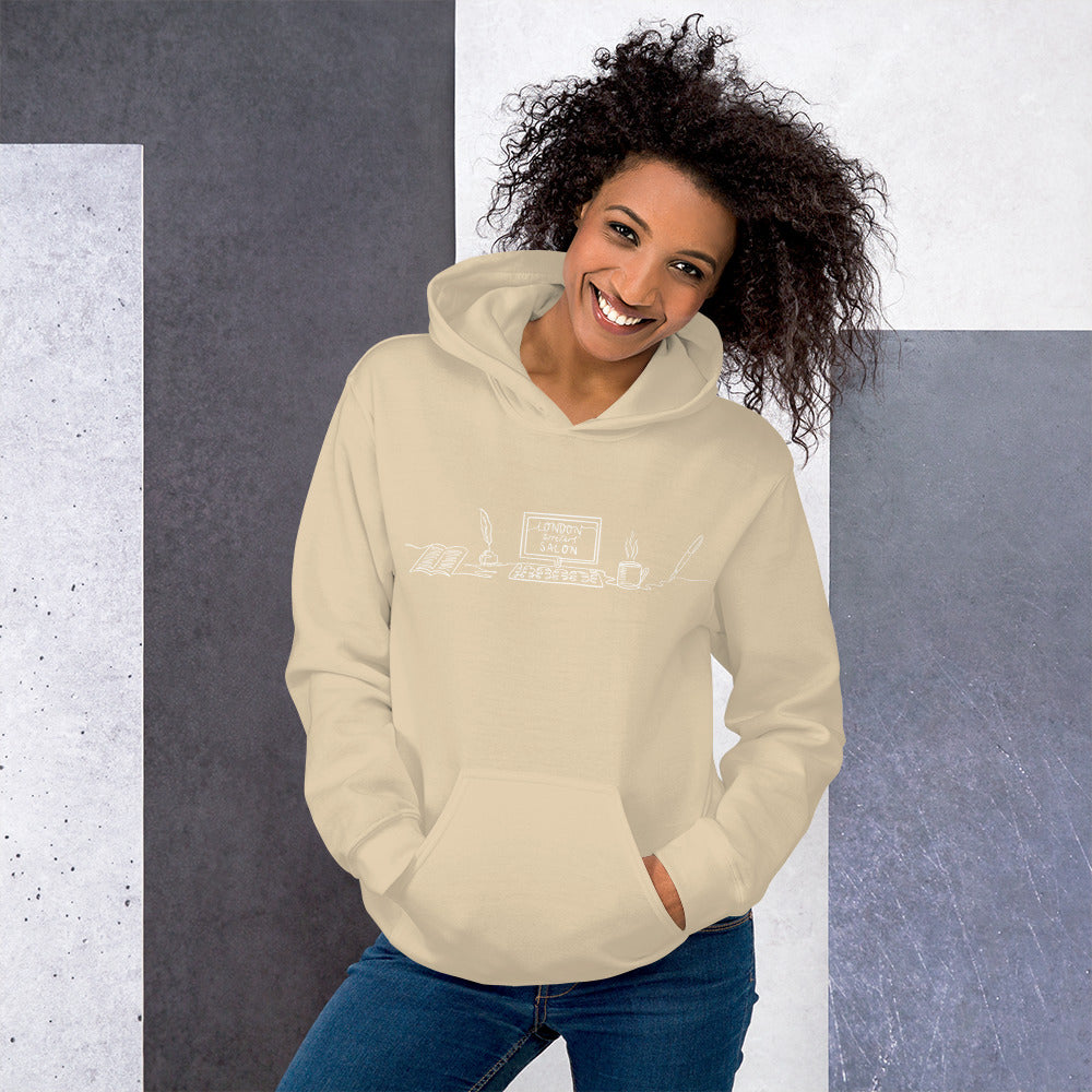 London Writers' Salon Unisex Hoodie - White Logo