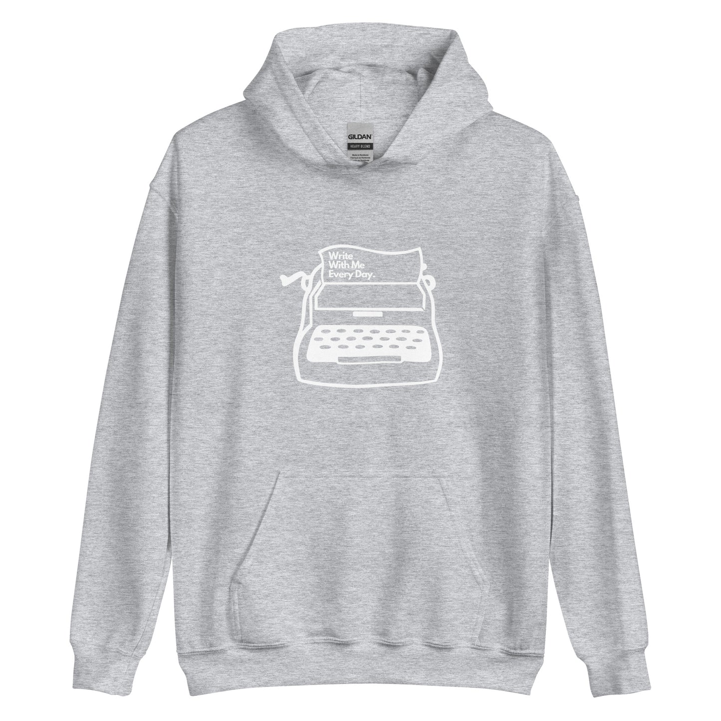 'Write With Me Every Day' Unisex Hoodie - White Typewriter