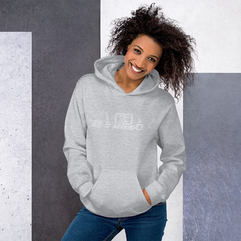 London Writers' Salon Unisex Hoodie - White Logo