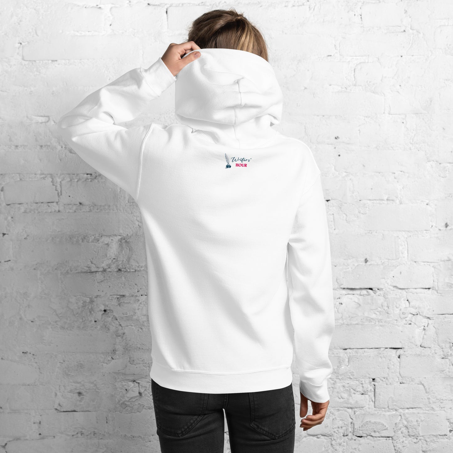 'Write With Me Every Day' Unisex Hoodie - Blue Typewriter