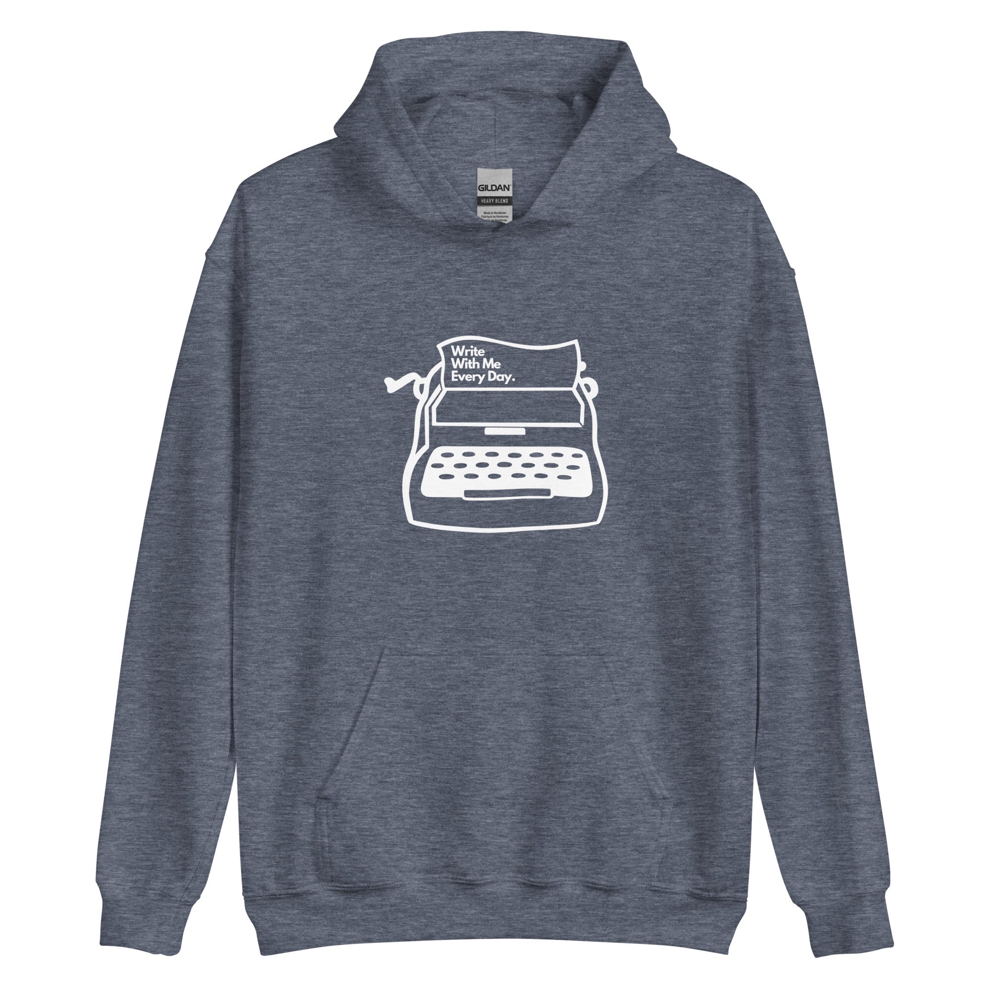 'Write With Me Every Day' Unisex Hoodie - White Typewriter