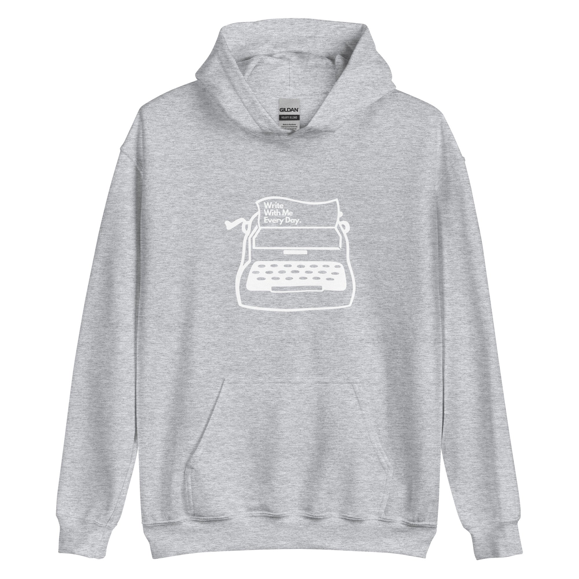 Grey hoodie discount with white writing