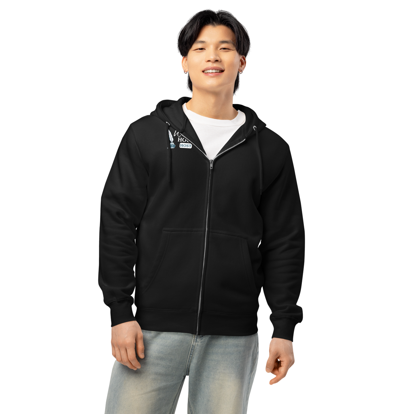 Writers' Hour Host Zip Hoodie (dark colors)